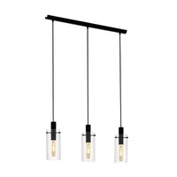 Thumbnail for Montefino 3 Light Black with Glass Pendant Light