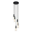 Montefino 5 Light Cluster Black with Glass Pendant Light