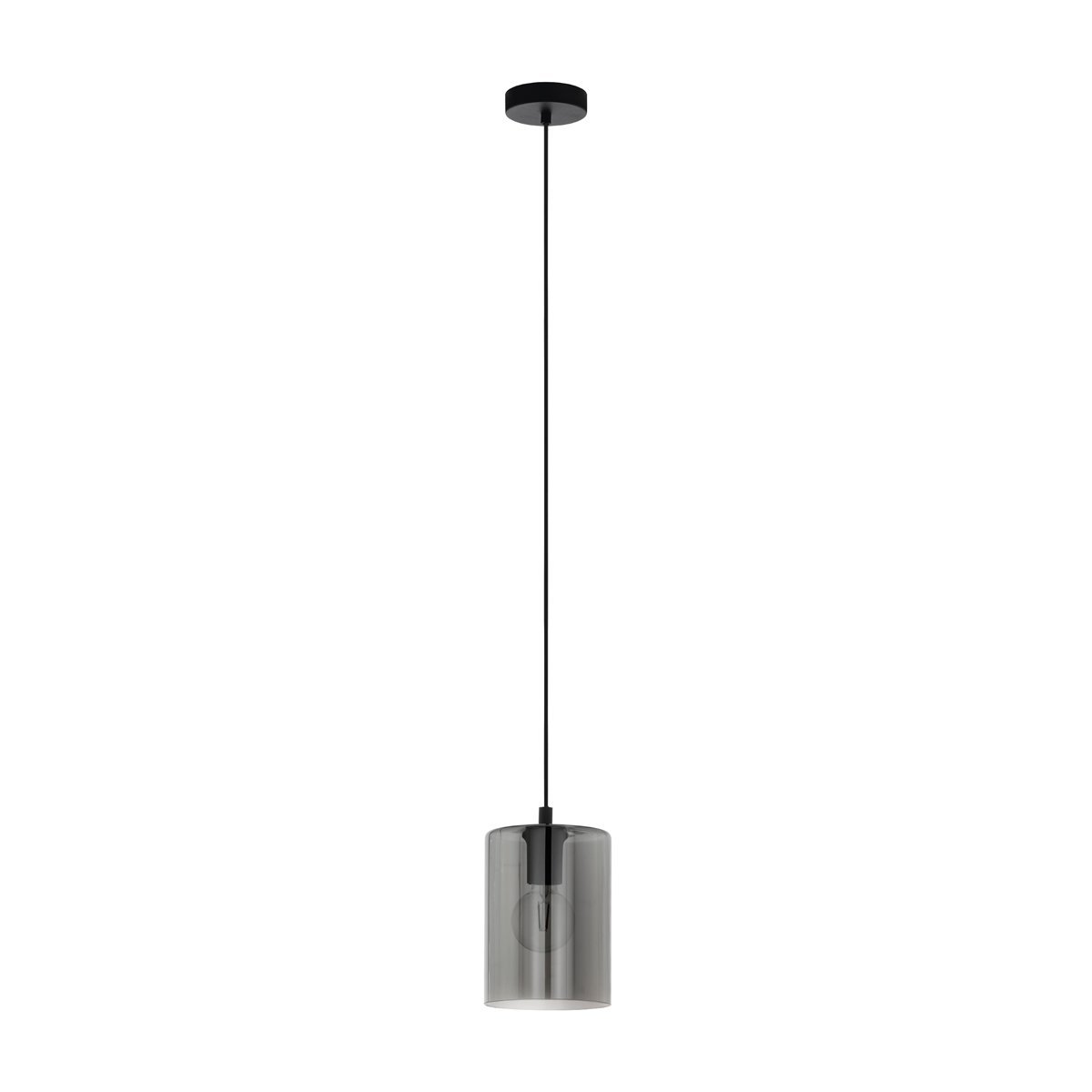 Cadaques 1 Glass Pendant Light in Black and Smoked Glass