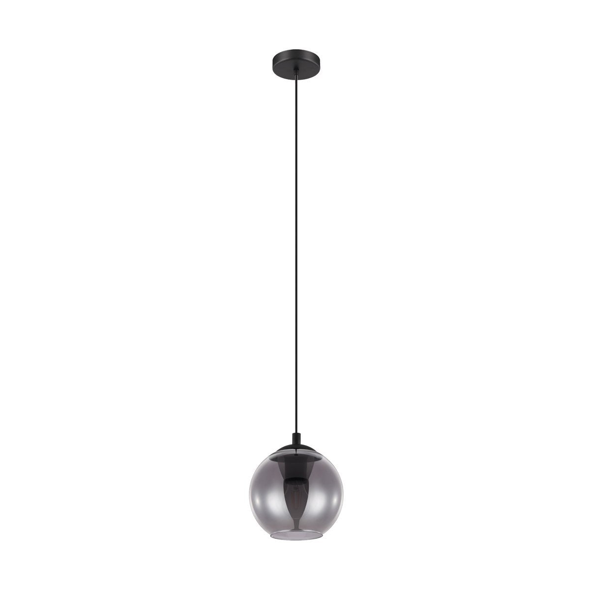 Ariscani 1 Light Black Pendant Light with Smoked Glass