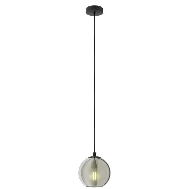Ariscani 1 Light Black Pendant Light with Smoked Glass