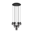 Ariscani 10 Light Cluster Black Pendant Light with Smoked Glass