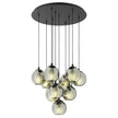 Ariscani 10 Light Cluster Black Pendant Light with Smoked Glass