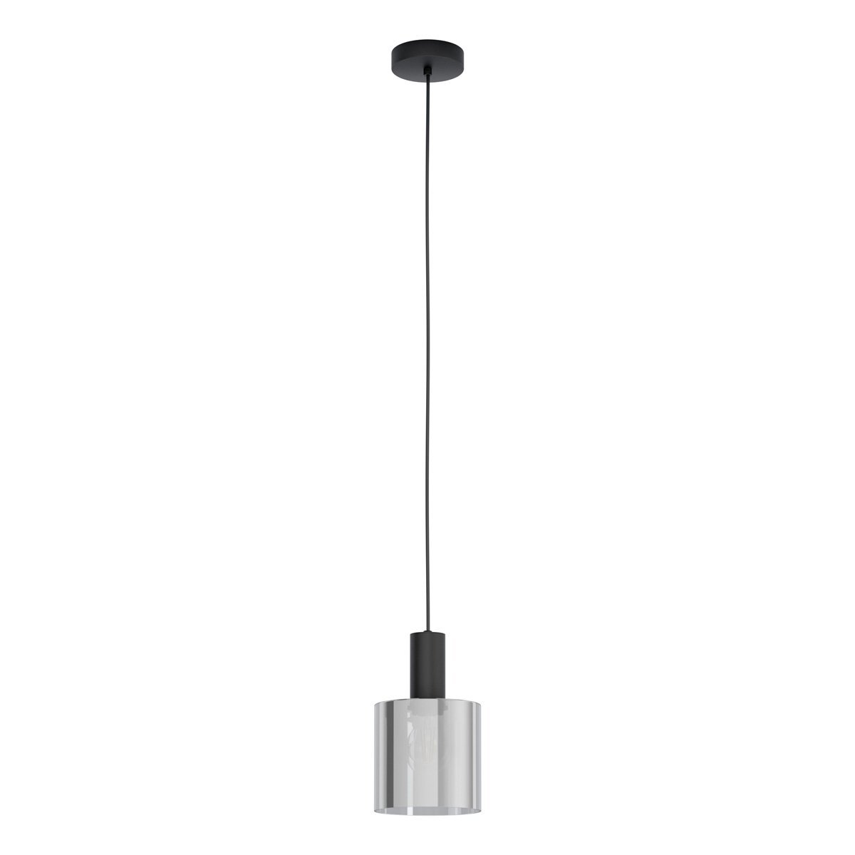 Gorosiba 1 Light Black Pendant Light with Smoked Glass