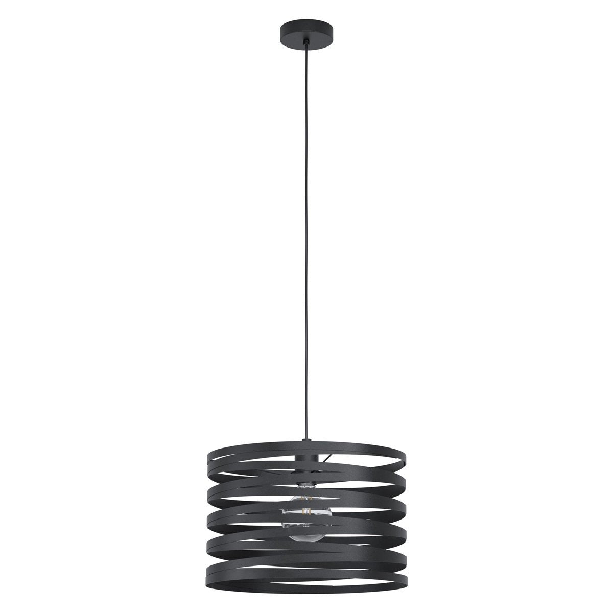 Cremella 370mm Large 1 Light Black Pendant Light