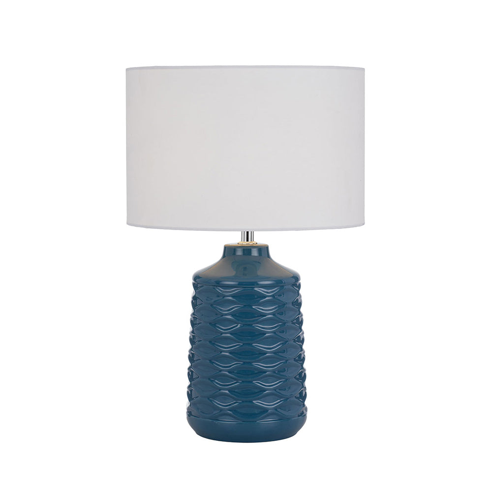 Agra White/Grey, Butterscotch/White or Blue/White Ceramic Table Lamp with Fabric Shade