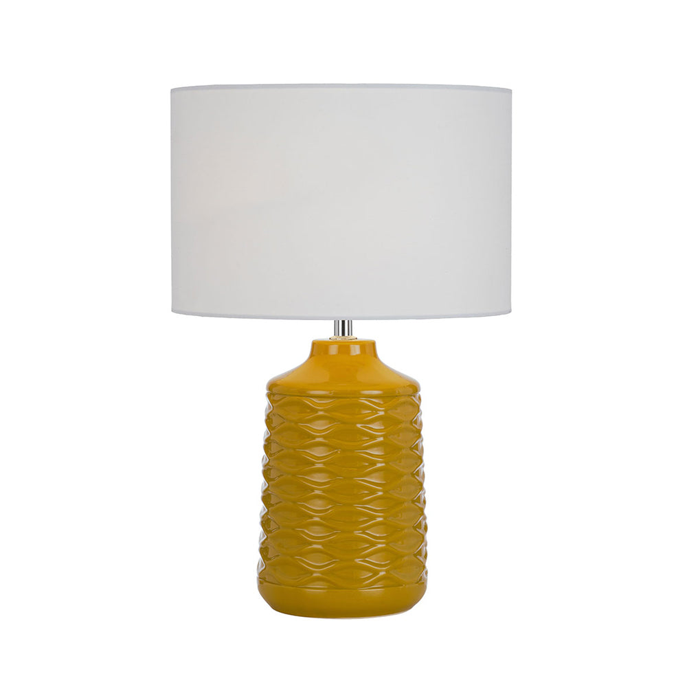 Agra White/Grey, Butterscotch/White or Blue/White Ceramic Table Lamp with Fabric Shade