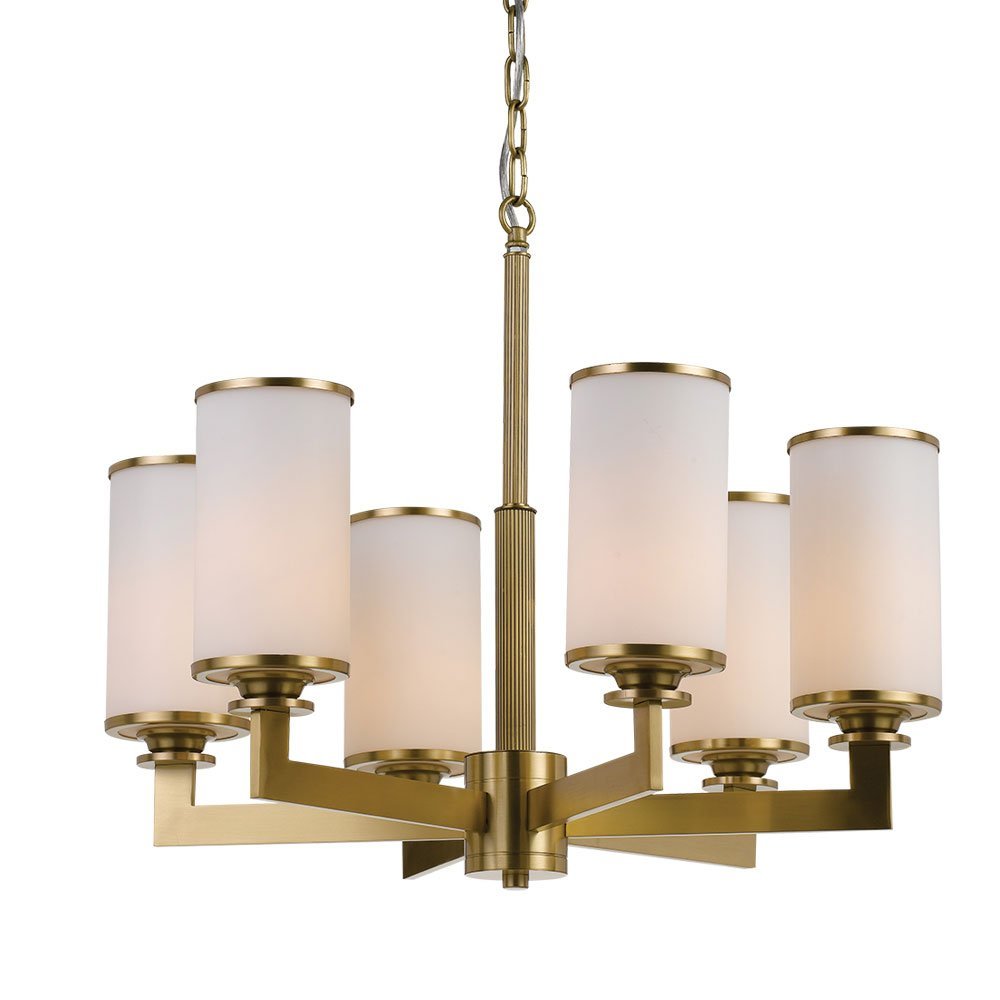 Ahern 6 Light Pendant Light in Solid Brass with Opal Glass