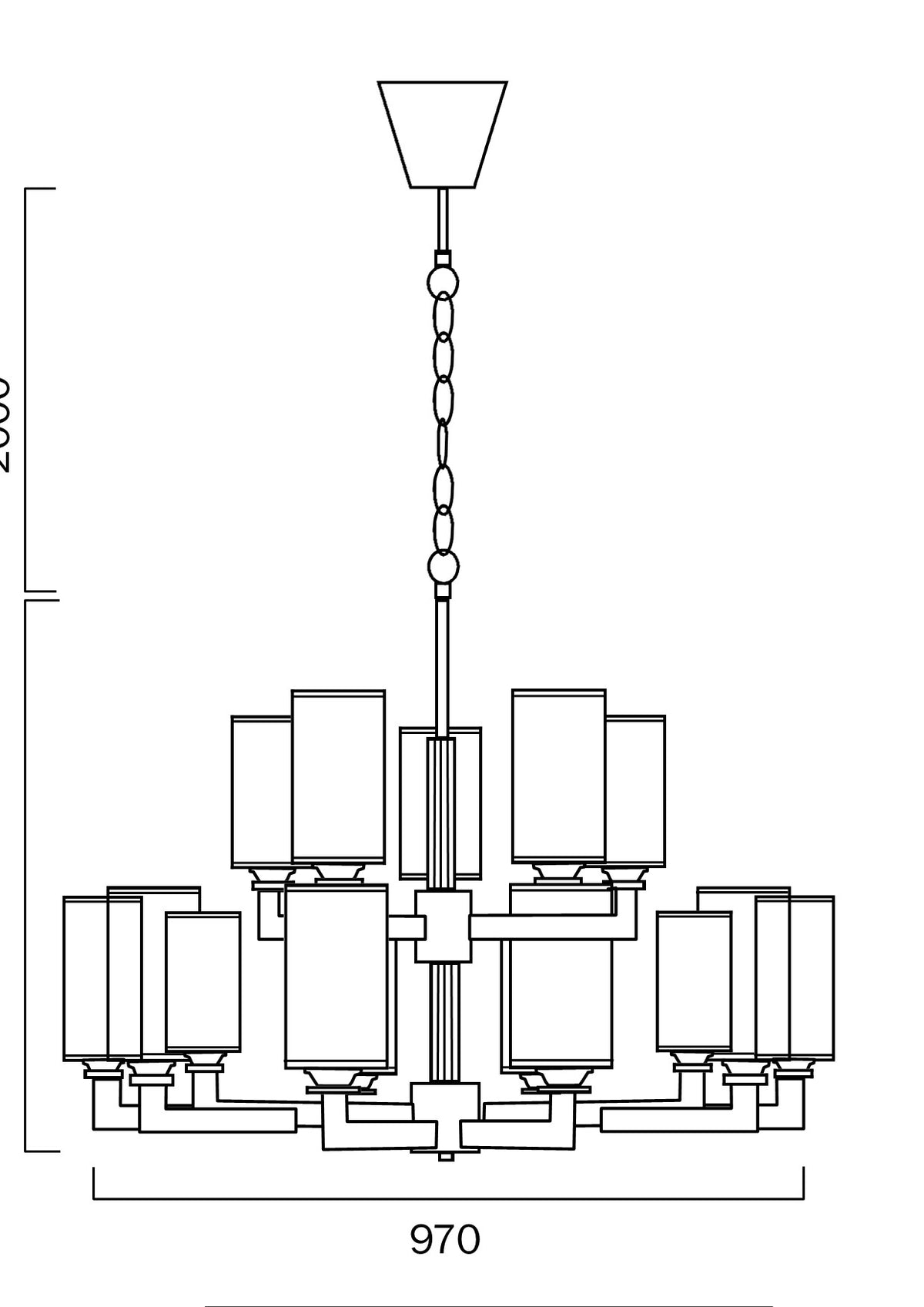 Ahern Brass & Opal Glass 15 Light Solid Brass Pendant