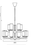 Ahern Brass & Opal Glass 15 Light Solid Brass Pendant