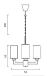 Ahern Brass & Opal Glass 3 Light Solid Brass Pendant