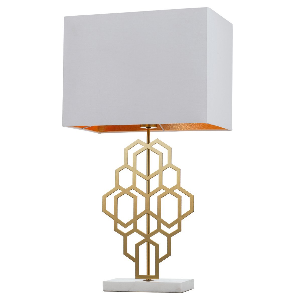 Akron Large Table Lamp in Antique Gold and White