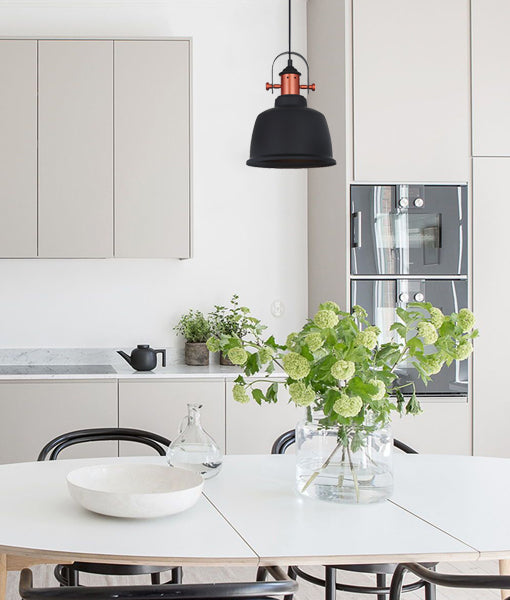 ALTA: Industrial Bell Shape With Copper Highlights Pendant Lights