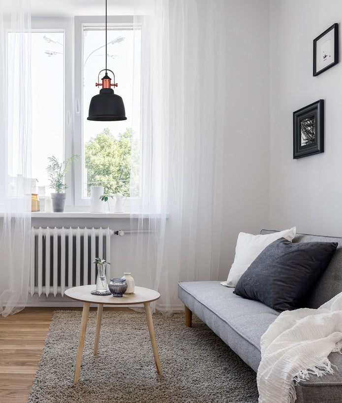ALTA: Industrial Bell Shape With Copper Highlights Pendant Lights