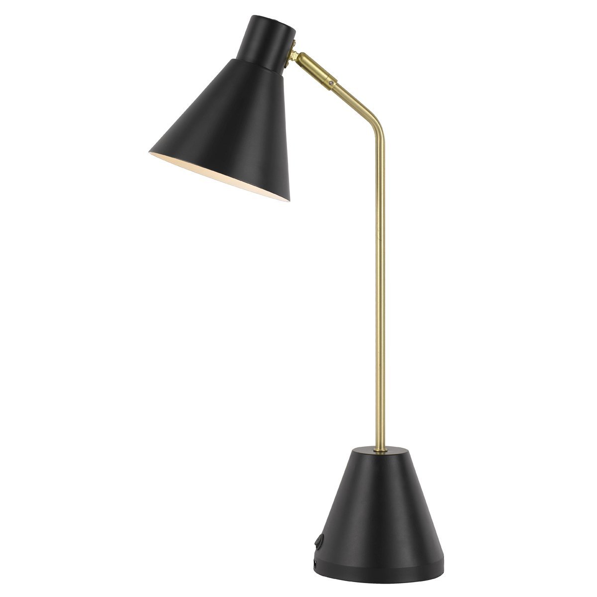 Ambia 1 Light Desk Lamp with USB in Black and Matt Brass