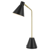 Thumbnail for Ambia 1 Light Desk Lamp with USB in Black and Matt Brass