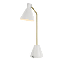 Thumbnail for Ambia 1 Light Desk Lamp with USB in White and Matt Brass