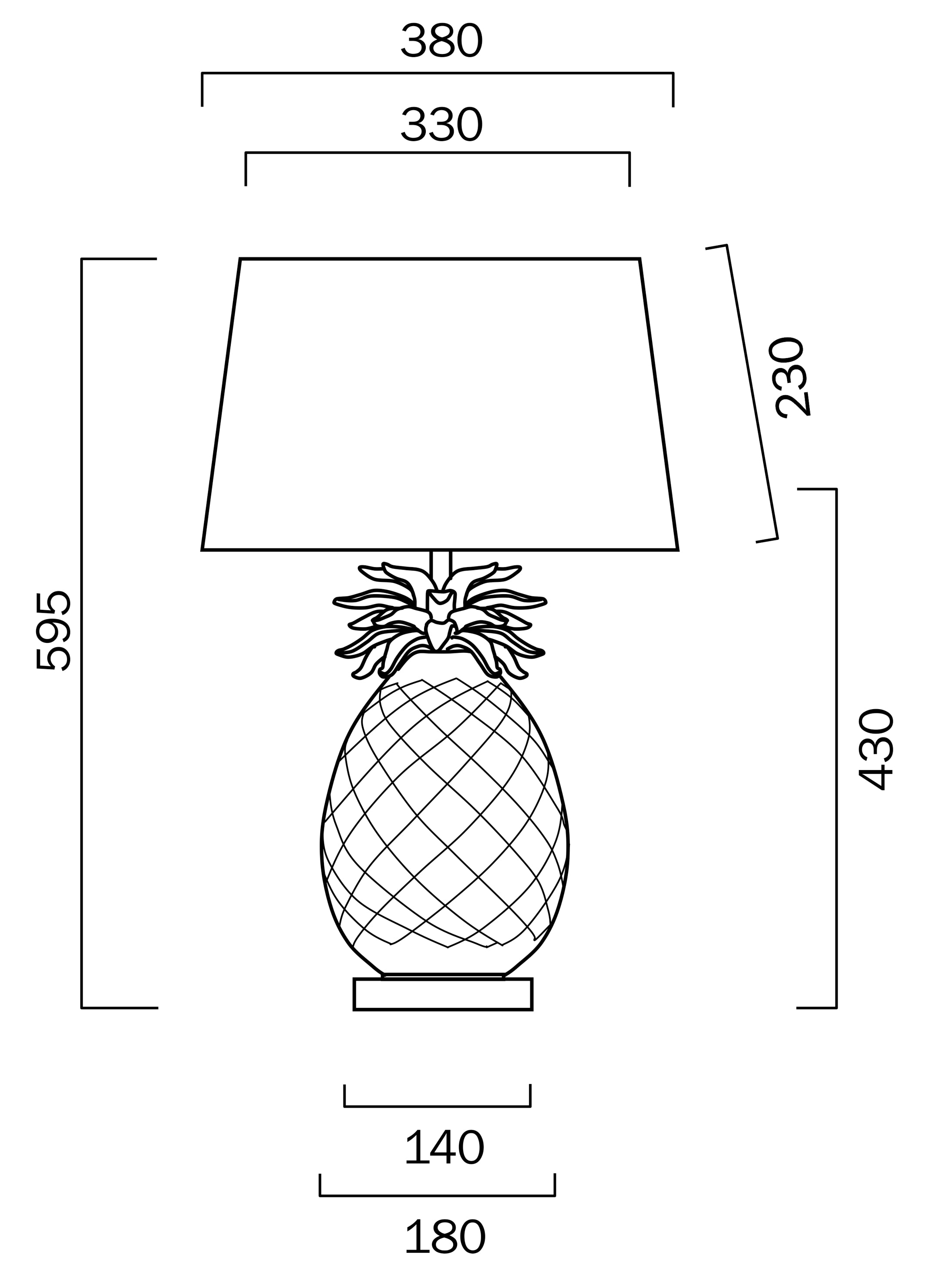 Ananas Antique Chrome & Champagne Table Lamp with Fabric Shade