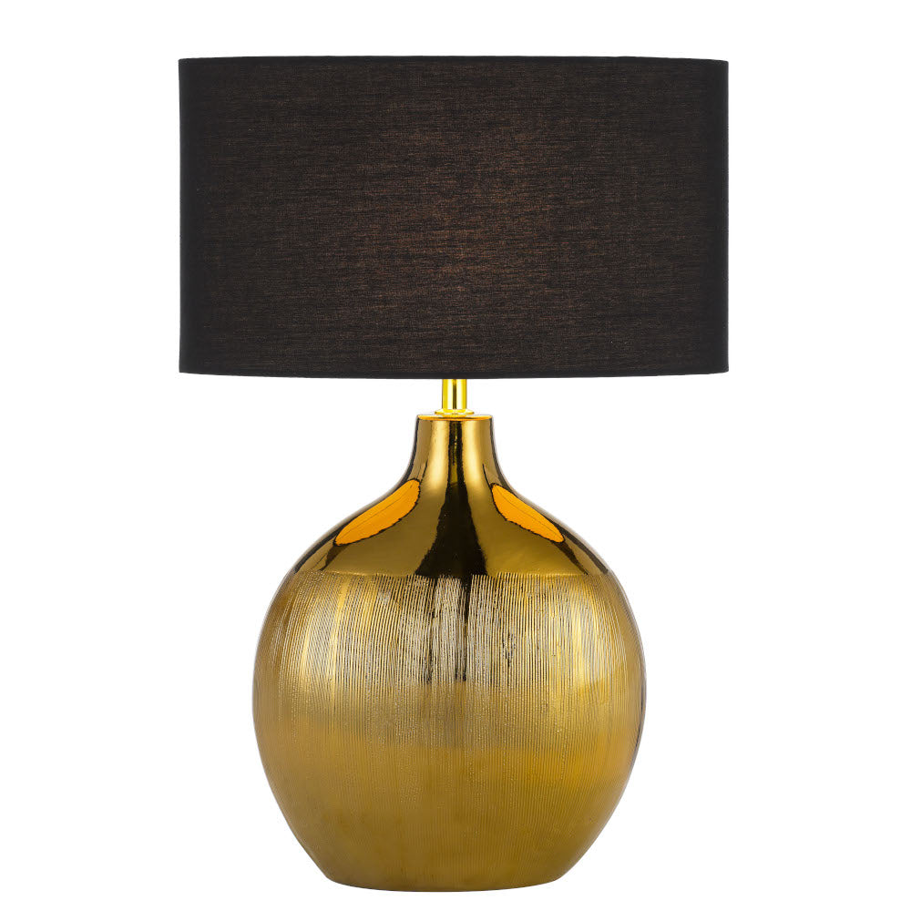 Ancora Gold or Silver Ceramic Table Lamp with Fabric Shade
