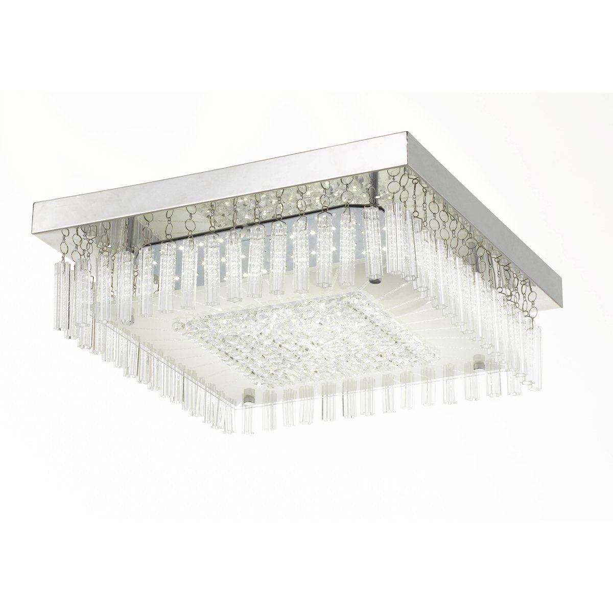 Andela Square Chrome & Crystal 30W Cool White LED Oyster Light