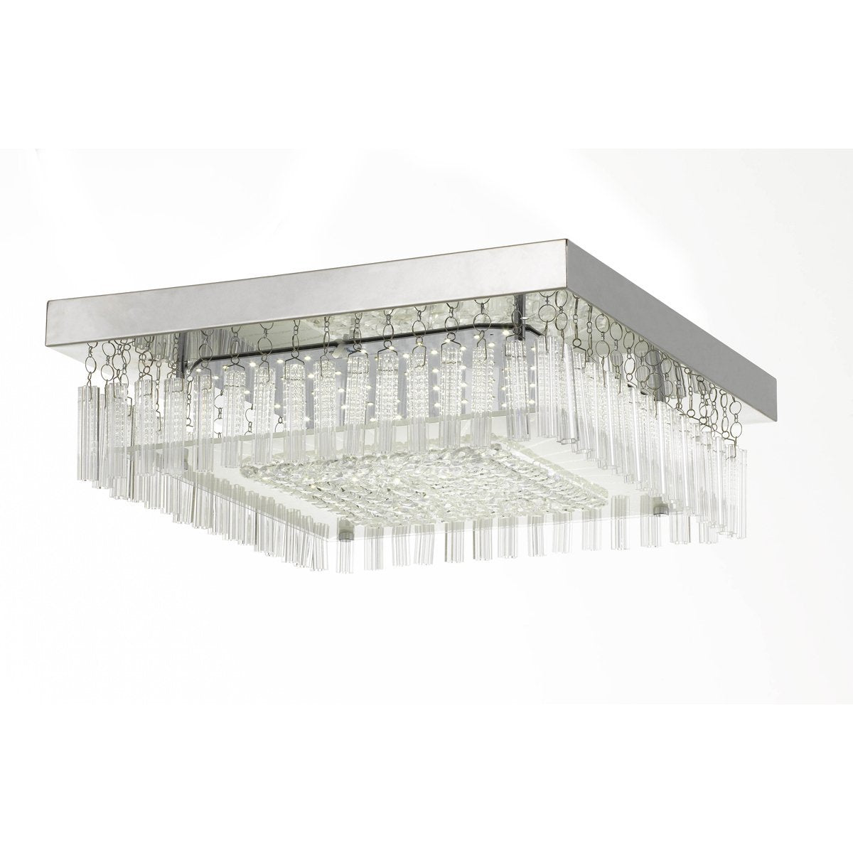 Andela Square Chrome & Crystal 30W Cool White LED Oyster Light