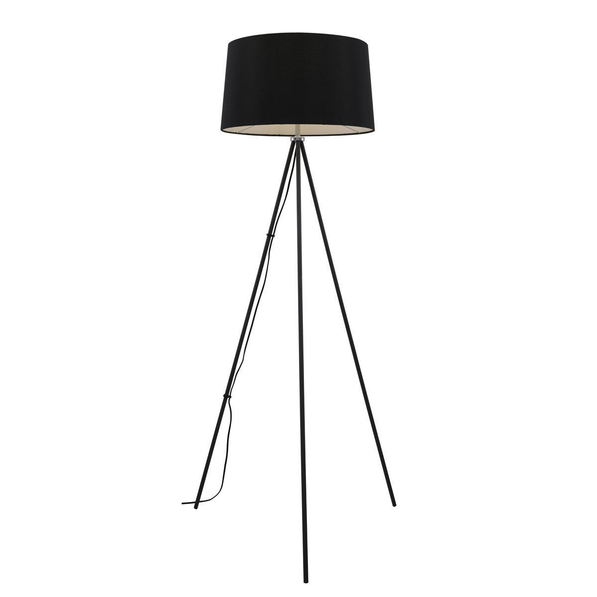 Anna Tripod Floor Lamp in Black with Black Shade