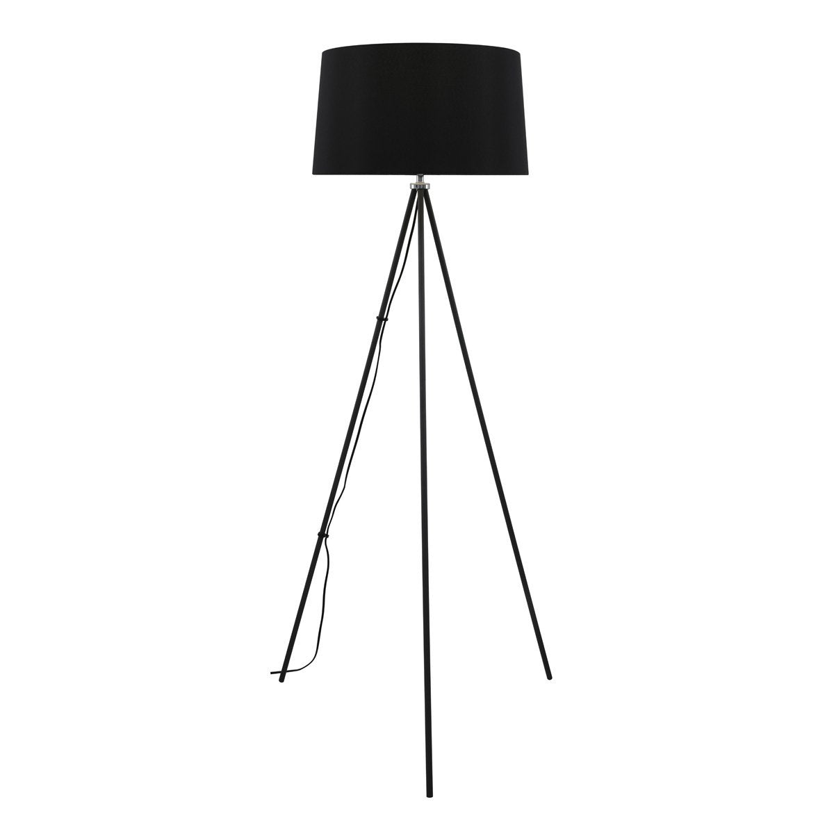 Anna Tripod Floor Lamp in Black with Black Shade