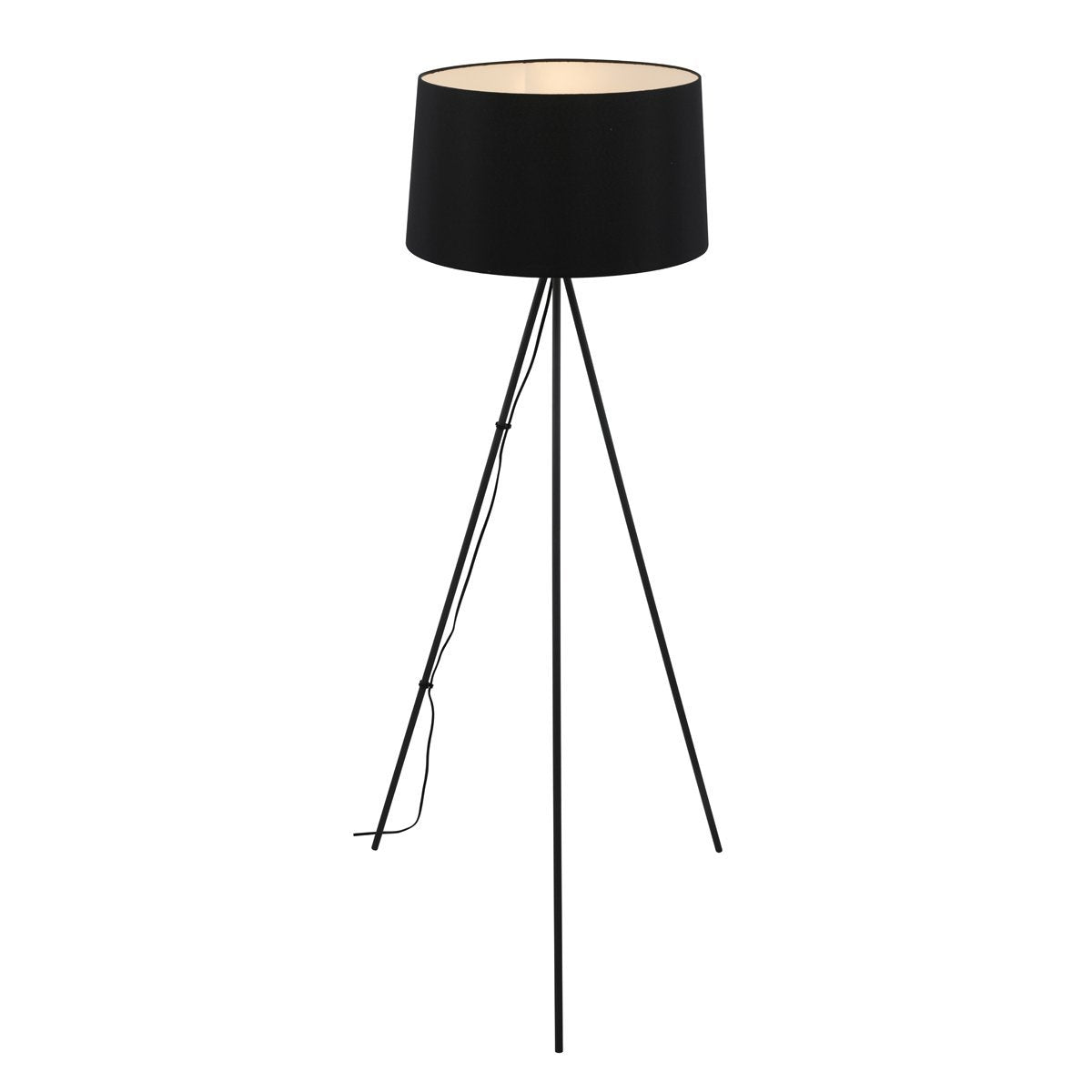 Anna Tripod Floor Lamp in Black with Black Shade