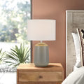 Anni Cream or Grey Ceramic Table Lamp with White Fabric Shade