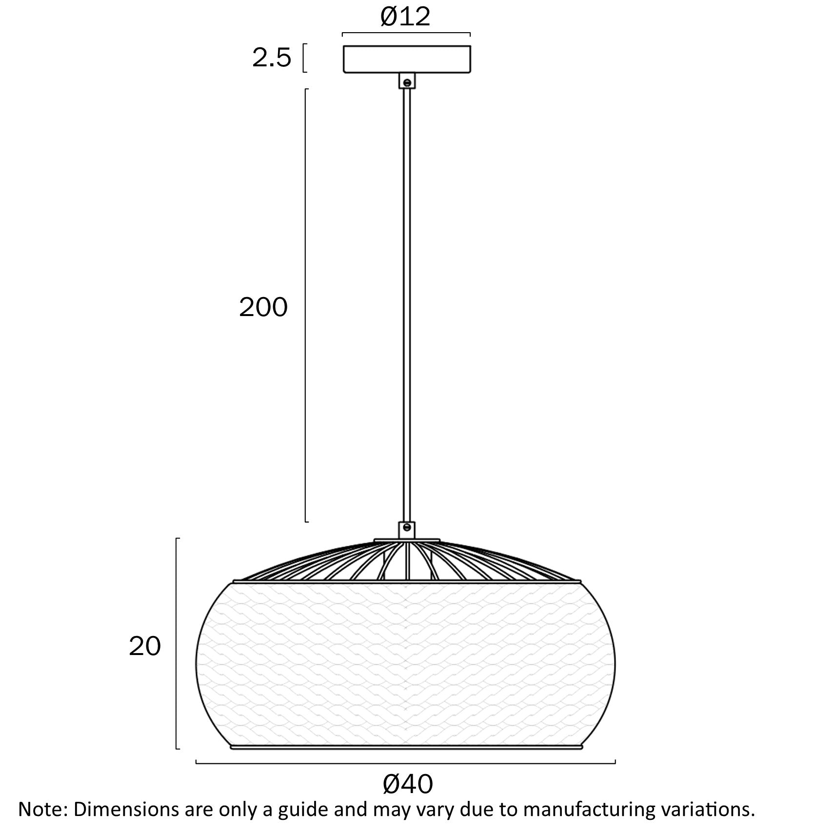 Antera 40 Natural or Black 40cm Pendant