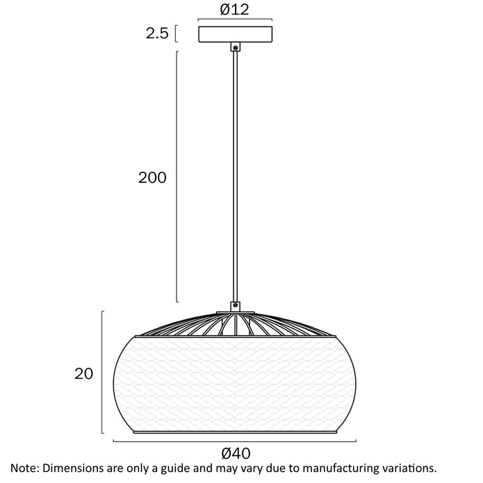 Antera 40 Natural or Black 40cm Pendant