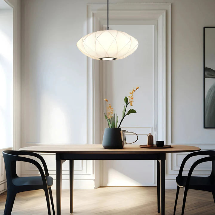 Aragon 52 White Fabric 52cm Pendant
