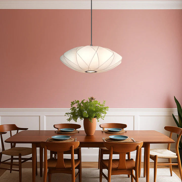 Aragon 75 White Fabric 75cm Pendant