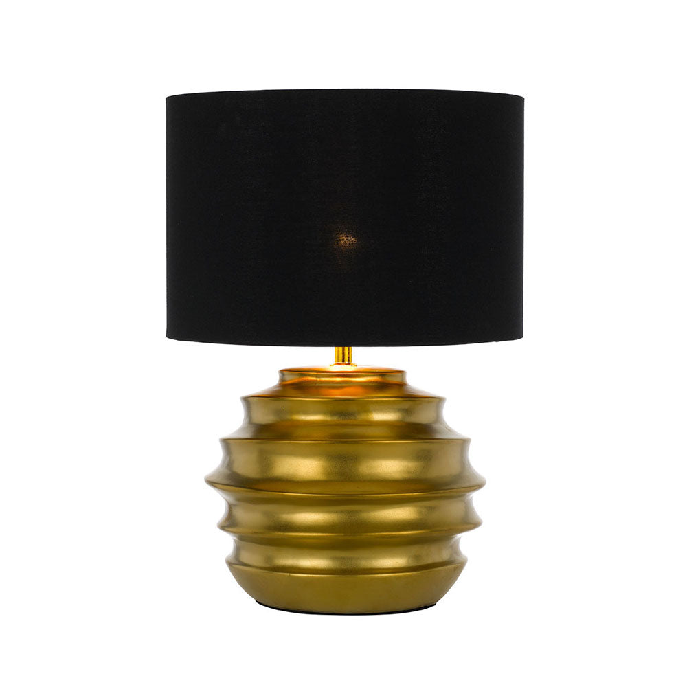 Aras Silver or Gold Ceramic Table Lamp with Black Fabric Shade