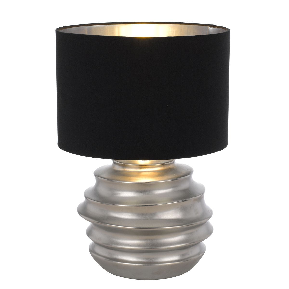 Aras Table Lamp in Silver with Black Shade