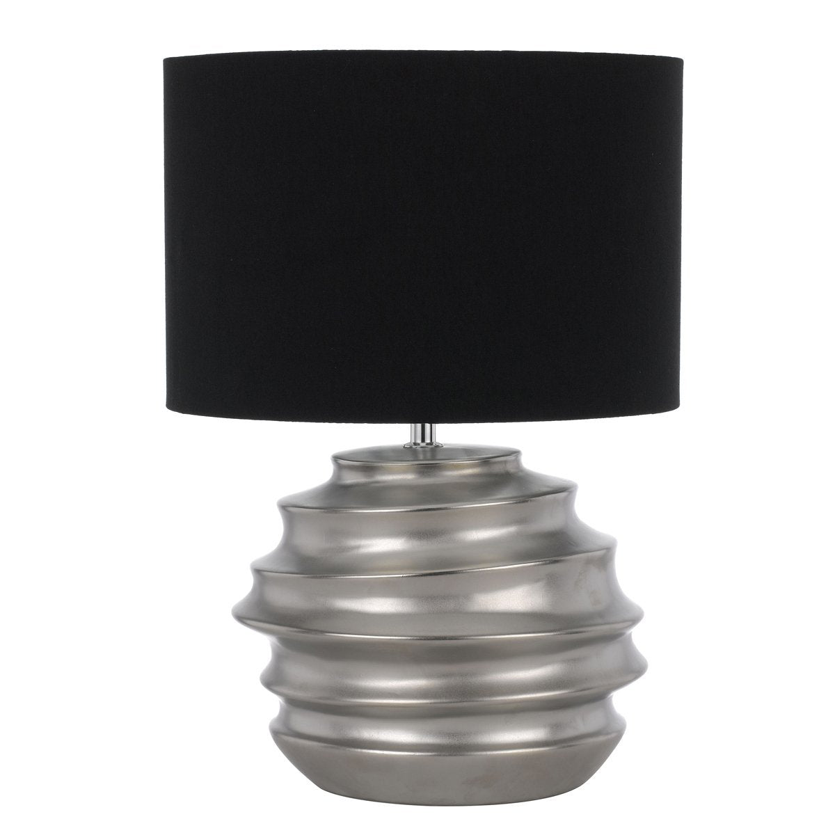 Aras Table Lamp in Silver with Black Shade