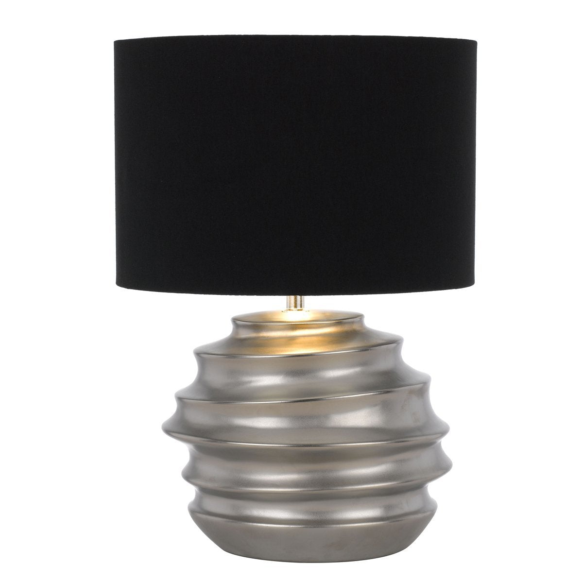 Aras Table Lamp in Silver with Black Shade