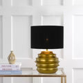 Aras Silver or Gold Ceramic Table Lamp with Black Fabric Shade