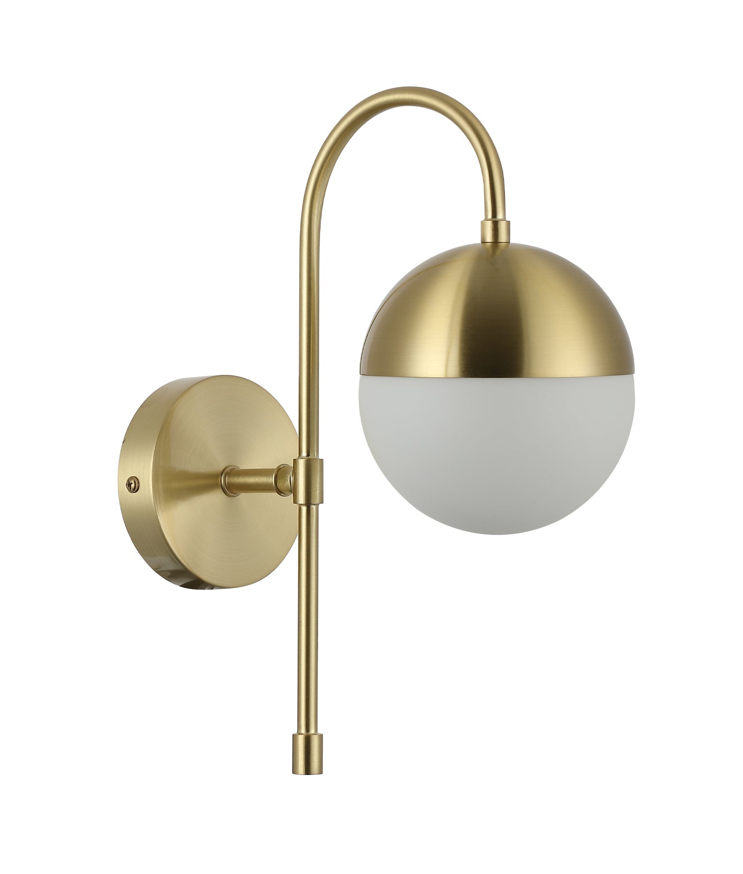 Aro: Interior Round Opal Glass with Satin Gold Bracket Wall Light