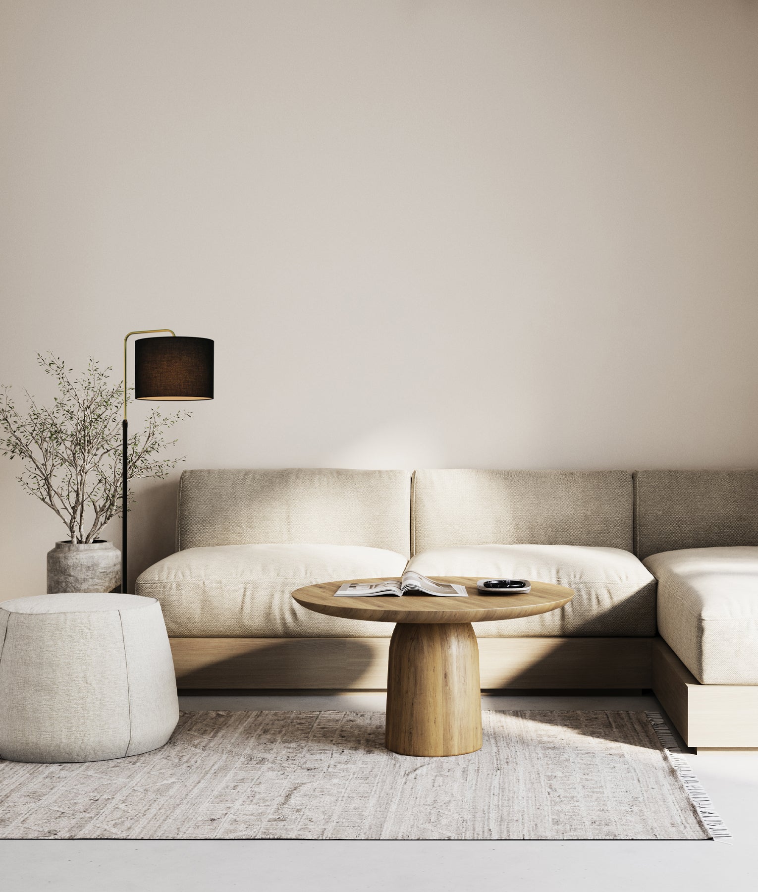 Arriba: Drum Shade with Marble Base Height Adjustable Floor Lamps