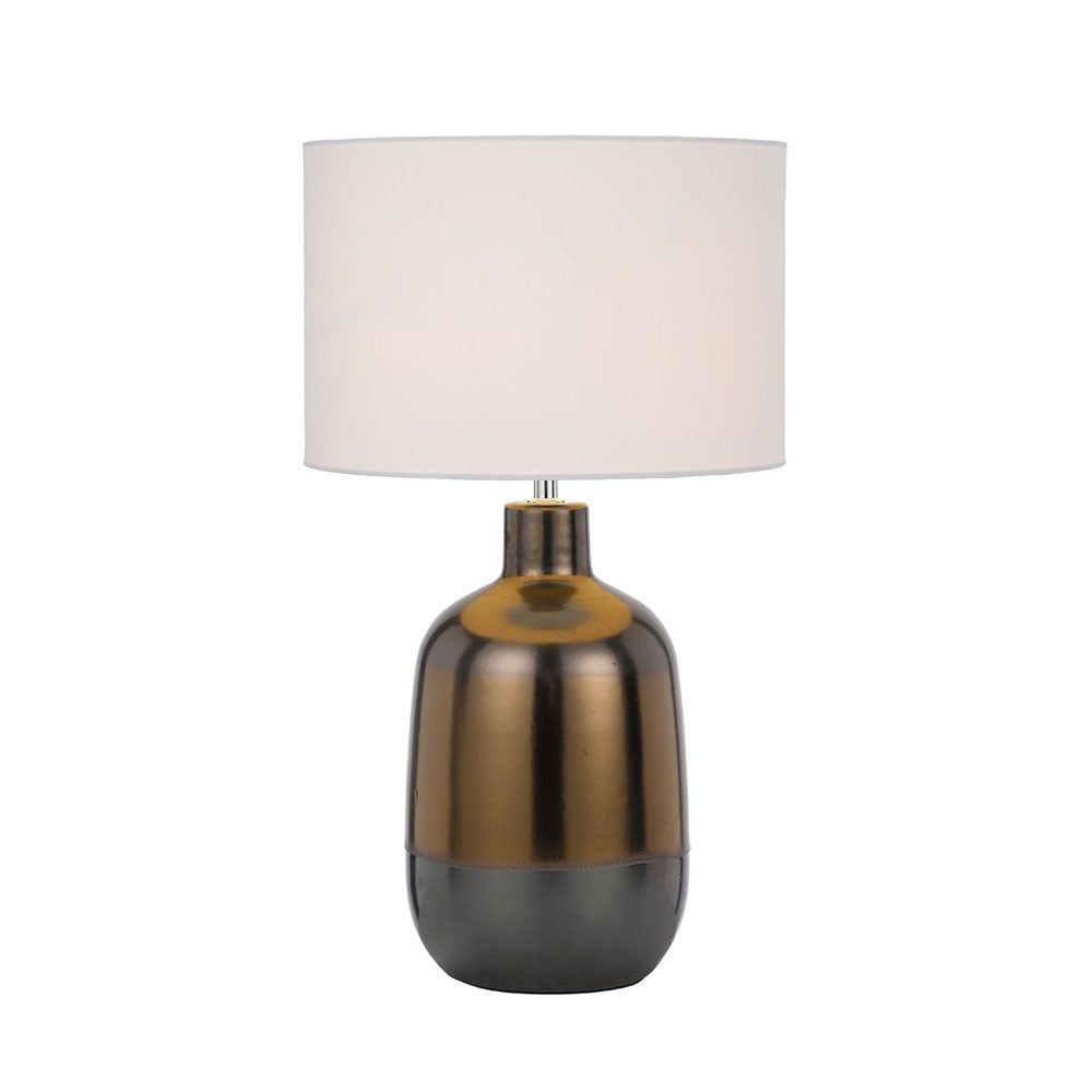 Arthur Rust or Bronze Ceramic Table Lamp with White Fabric Shade