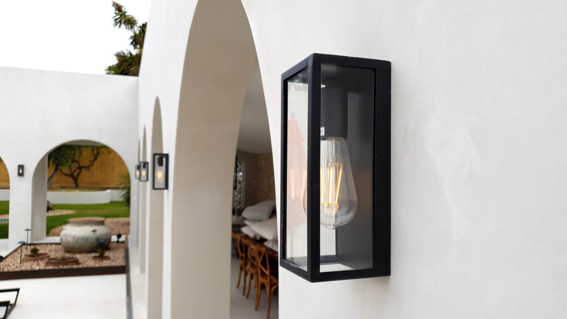 Arzano 25 Black or Antique Brass IP43 Solid Brass Exterior Wall Light