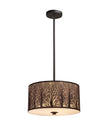 AUTUMN: Large Drum Aged Bronze with Amber Lining Pendant Light