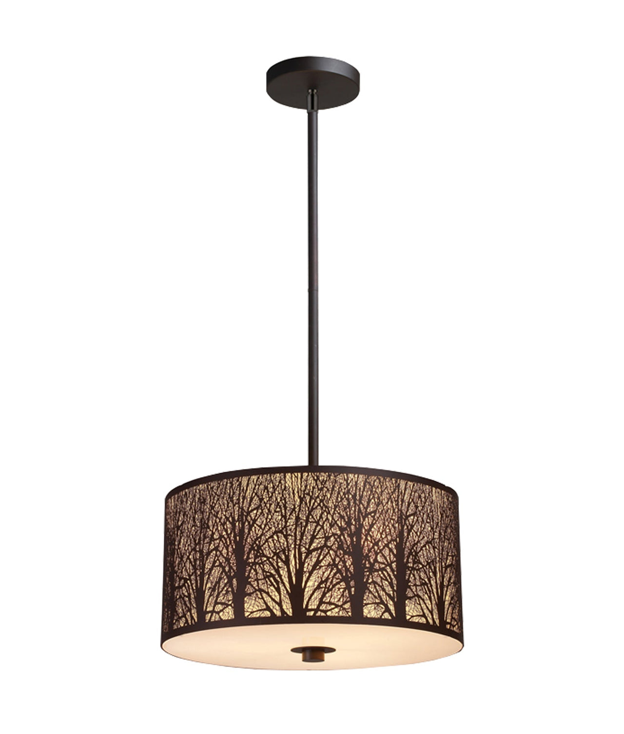 AUTUMN: Large Drum Aged Bronze with Amber Lining Pendant Light