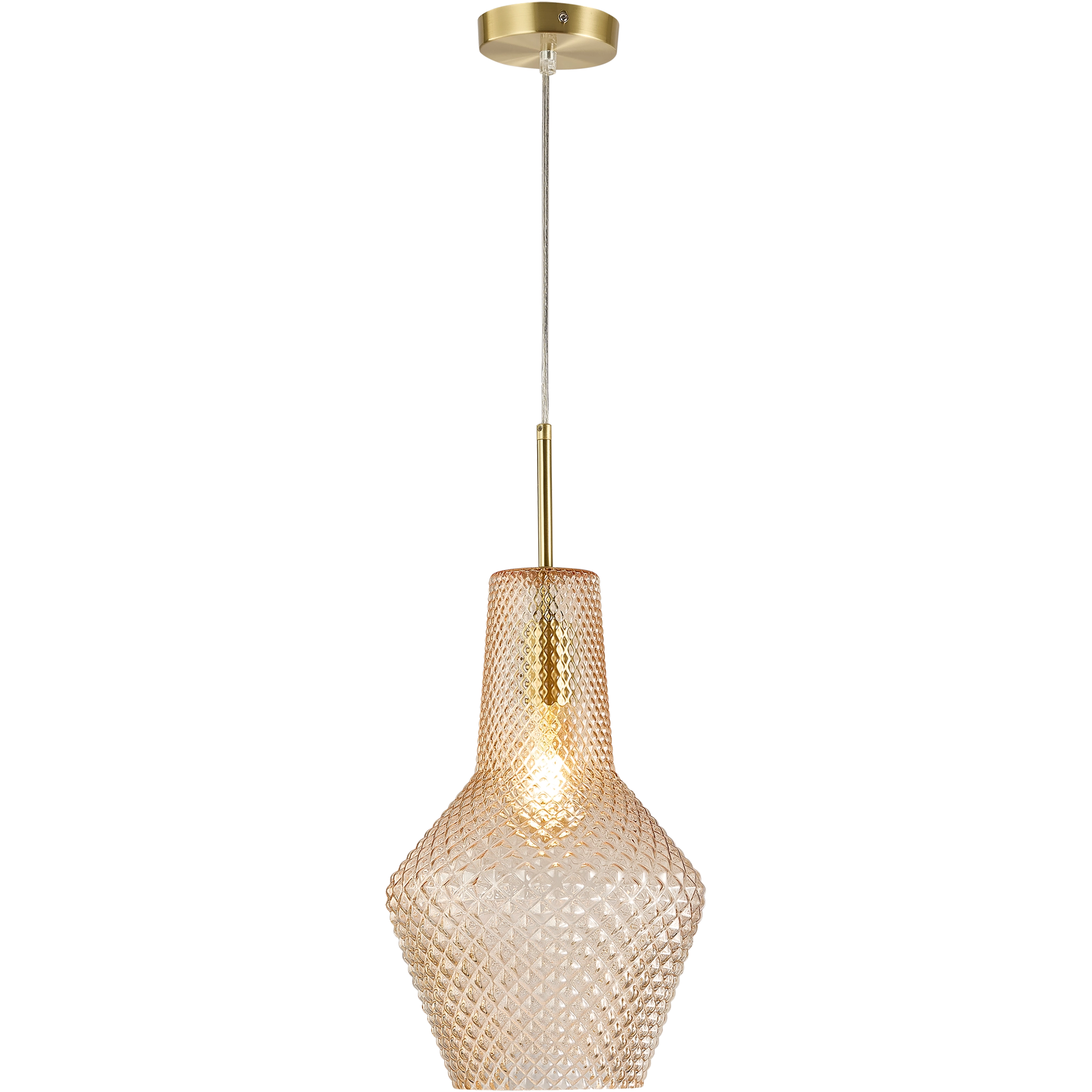 Avian Gold & Amber Vintage Diamond Cut Glass E27 Pendant