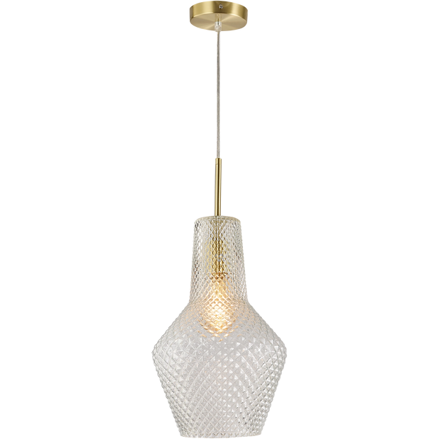 Avian Gold & Clear Vintage Diamond Cut Glass E27 Pendant