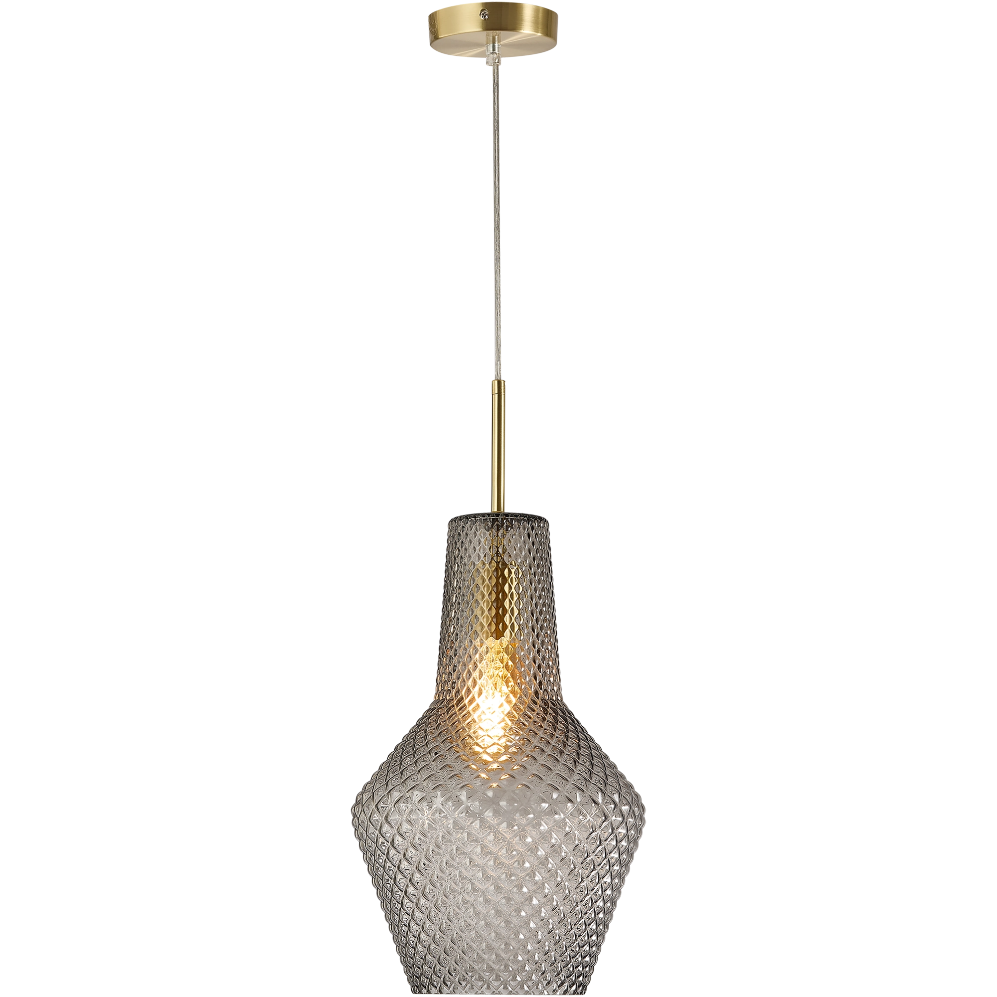 Avian Gold & Smoke Vintage Diamond Cut Glass E27 Pendant