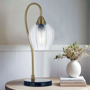 Azalea Black Marble/Antique Gold or White Marble/Chrome Table Lamp