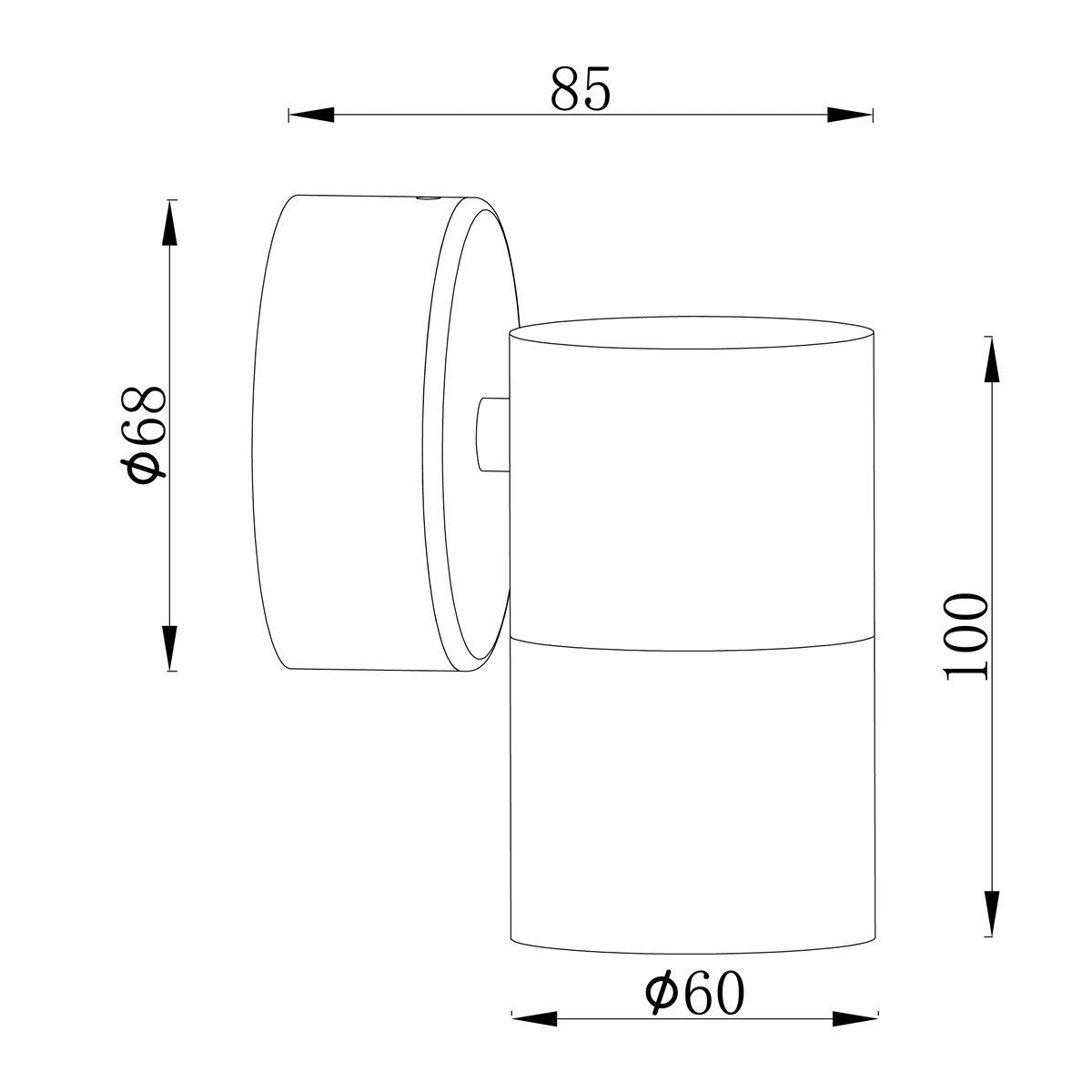 Anodized Titanium Exterior Fixed Single - EXTFDTA dimensions