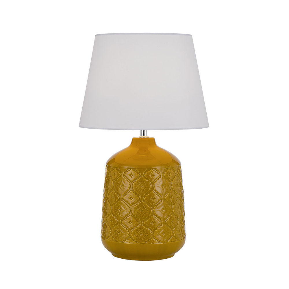 Baci Grey, Butterscotch or Blue Ceramic Table Lamp with White Fabric Shade